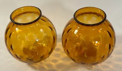 Amber Thumbprint Glass Globes Mid Century Swag Lamp MCM Vintage • $35