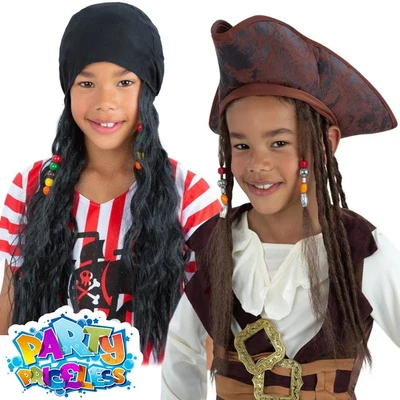 £7.99 • Buy Kids Pirate Hat Bandana Dreadlocks Jack Sparrow Caribbean Fancy Dress Accessory