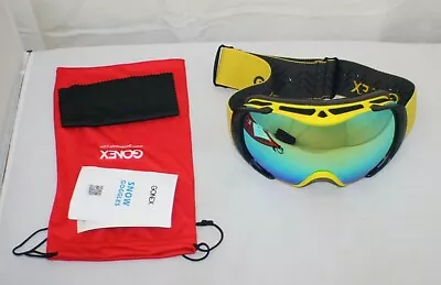 $34.77 • Buy Gonex Polarized Snow Goggles Yellow Frame Zip Case Pouch ~ NWOT