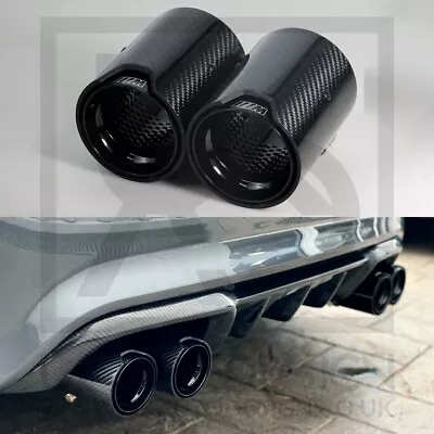 2 X BMW M2/M3/M4/M5 MP Gloss Black Carbon Fibre Exhaust Tips F87/F80/F82/F83/F10 • £109.99