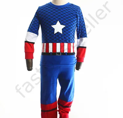 2-7Y Boys Kids Cotton Captain America Costume Pyjamas Set Children Sleepwear  • $15