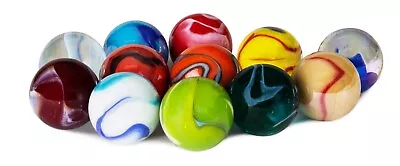 Set Of 12 - Glass Shooter Marbles - Size 1 Inch (25mm) - Assorted Colors • $12.99