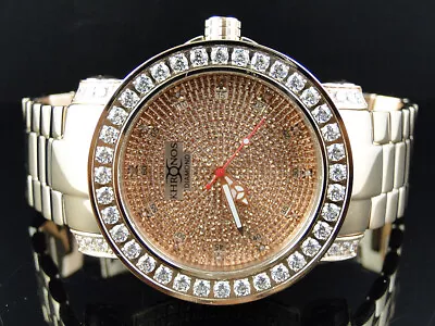 Mens Rose 1 Row Ice Bezel Khronos Jojino Joe Rodeo Genuine Diamond Watch • $269.99