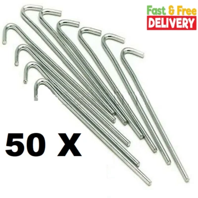£0.99 • Buy 10/20/50/100 Heavy Duty Galvanised Steel Tent Pegs Metal Camping Ground Sheet