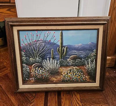 Southwestern Desert In Mexico Cactus Oil On Canvas Signed 24.5 X 16.5  • $399.99