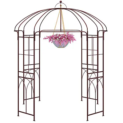 Birdcage Shape Garden Arbor 260CM Heavy-Duty Metal Gazebo Climbing Plants • £108.95