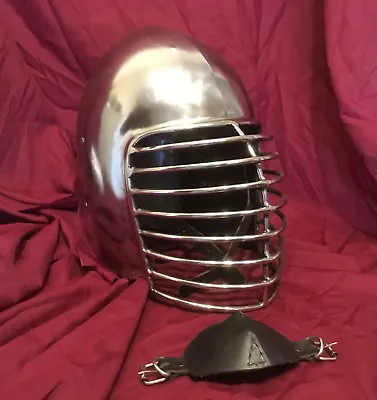 Superior Bar Grill Bascinet Helm For SCA Heavy Combat Knight Helmet W/ CHINSTRAP • $225