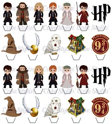 24 X HARRY POTTER Cupcake Toppers STAND UP Edible Wafer Card Birthday Cake Decor • $15