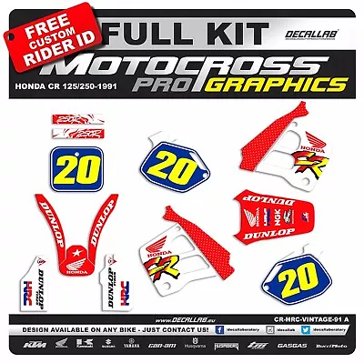 HONDA CR 125/250 1991 1992 Vintage OEM MX Graphics Decals Stickers Decallab • $99.99