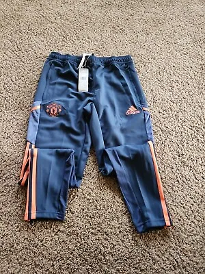 Mens Adidas Manchester United Condivo Training Pants Blue / Orange HG3987 Medium • $50
