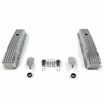 Vintage Short Finned Valve Covers W/ Breathers (No PCV)Small Block Chevy Custom • $248.97