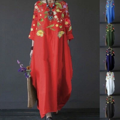 $31.30 • Buy Ladies Long Dress 3/4 Sleeve Maxi Dresses Women Casual Floral Print Party