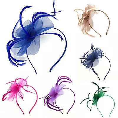 £10.99 • Buy Feather Looped Headband Alice Band Fascinator Ladies Day Wedding Royal Ascot