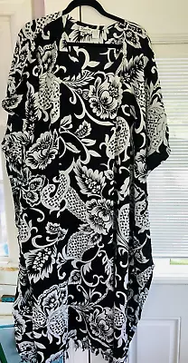 Nwt 100% Rayon Sante Mumu 1x 2x 3x Kaftan Caftan House Dress Black & White Print • $24.99