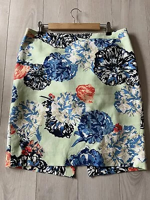 J Crew Green & Multi Colored Floral Pencil Skirt Sz 14 • $13.56