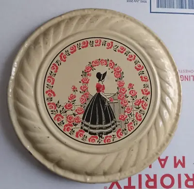 Vintage Tin Metal Stove Vent Flue 8  Cover Southern Belle Lady Red Flower • $13.50