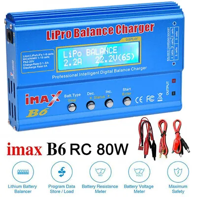 IMAX B6 80W Lipo Balance Discharger Battery Charger RC Charger With RC Adapter • £19.92