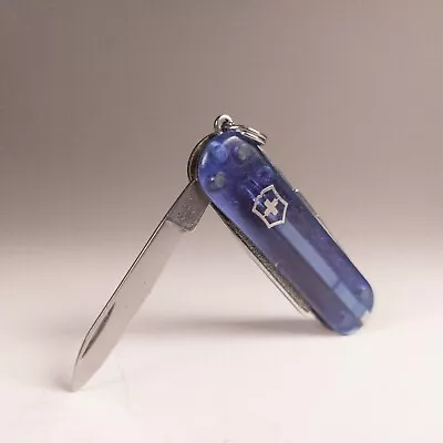 Victorinox Swiss Army 58mm Classic SD Transparent Pocket Knife - Deep Ocean Blue • $8.99