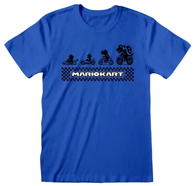 Nintendo Super Mario Kart Silhouette Blue T-Shirt OFFICIAL • £12.99