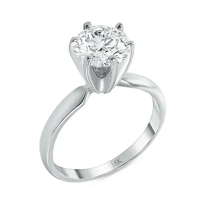 1.50 Ct Round Cut Solitaire Engagement Wedding Promise Ring Solid 18K White Gold • $381.98