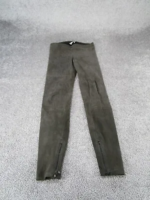 Vince Leggings Womens Xs Gray Lamb Leather Casual Party Zip Ankle • $53.99