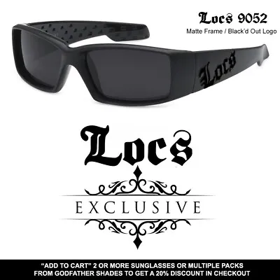 Locs 9052 Matte Sunglasses Black Out LOGO | Hardcore Gangster Biker Cholo Shades • $9.95