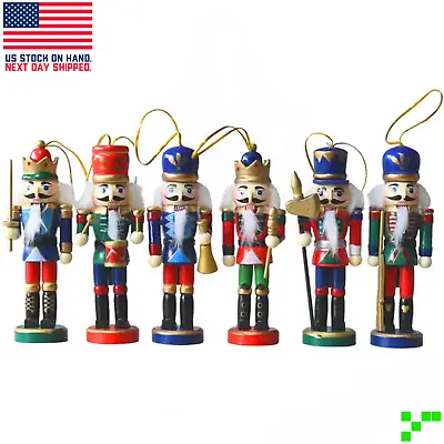 6pc. Wooden Nutcracker Beard Ornament Set 5  Tall Opening Mouths Working Lever • $15.25