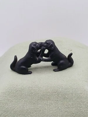 $24.99 • Buy Kissing Dogs Figurine Paperweight Cast Iron Black Labrador ~ True Love 