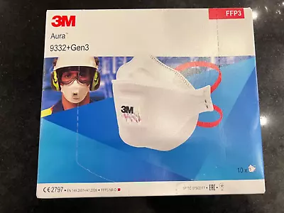 3M Products 3M 9332+GEN3 AURA FFP3V MASK  Box Of 10 • £10