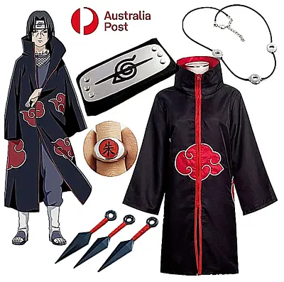 $19.76 • Buy Naruto AKATSUKI ROBE Cloak Uchiha Itachi Cosplay Costume Claok Cape Unisex S-XXL