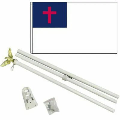 6 Ft Flag Pole Kit White Eagle + 3x5 Christian Flag FLAGPOLE KIT • $22.88