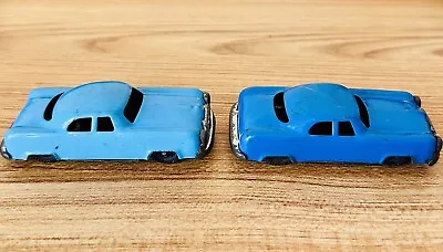 LINE MAR 1960's BLUE CAR Tin Litho 3 3/8  Friction Car JAPAN Blue Lot Of 2 Sedan • $50