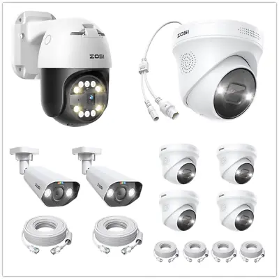 ZOSI POE Add-on Camera 5MP/4K For CCTV System 2Way Audio Color Night Vision IP66 • £199.99