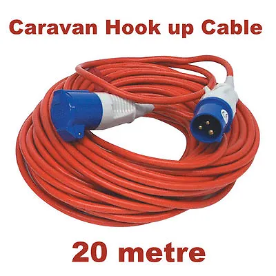 20 Metre Caravan Hookup Cable Lead Orange 16 Amp 2.5mm 3 Pin (65 Feet Approx) • £37.50