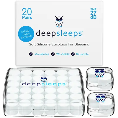 Deep Sleep Ear Plugs Sleep Soft Silicone Reusable Noise Cancelling Earplugs Gel • £19.99