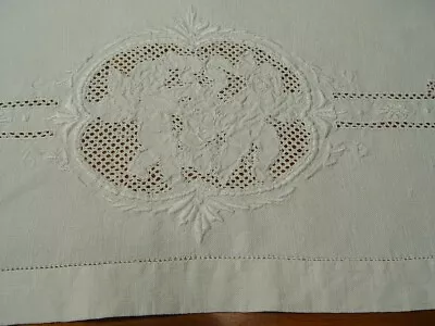 Vintage Cupid Pair Drawnwork And Embroidery White Guest Towel Linen 15  X 20.5  • $12.99