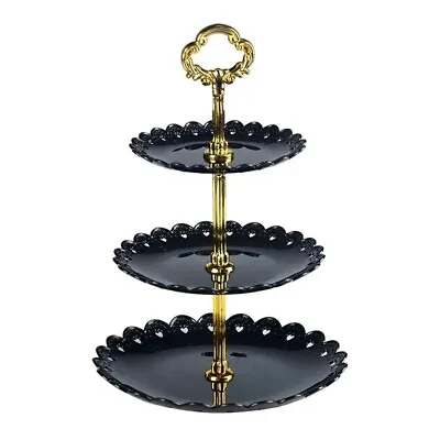 3Tier BlackNatural Slate Cake Stand Afternoon Tea Wedding Plates Party Tableware • £6.45