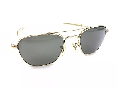 American Optical AO Vintage Gold Aviator Sunglasses Gray Lens 140 USA Men Women • $119.99