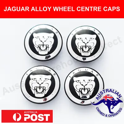 $34.95 • Buy 4 X JAGUAR Alloy Wheel Centre Caps 59mm BLACK CHROME Fits All XJ XJR XF S X TYPE