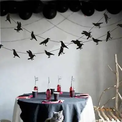Crow Banner  Hanging Decoration Black Bird Bunting Haunted Decor Halloween☹☹☹ • £3.11