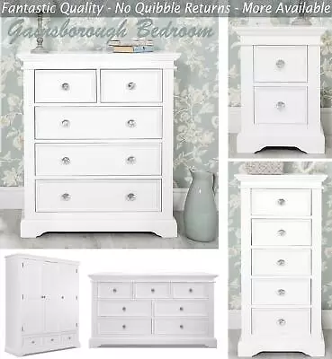 White Bedroom Furniture Wooden Chest Of Drawers Bedside Table Robe GAINSBOROUGH • £529.99