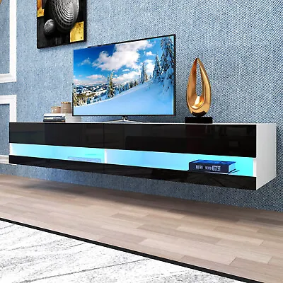 Gloss Floating TV Stand Wall Mounted 20 Color LED Media Console Table For Up 80  • $164.34