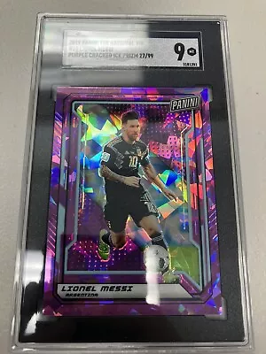 2019 Panini The National LIONEL MESSI Purple Cracked Ice #'d /99 ARGENTINA SGC 9 • $99.95