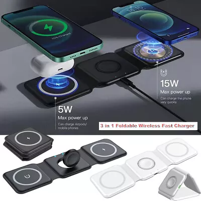 3 In 1 Foldable Wireless Fast Charger Dock Charging Station For IWatch IPhone 14 • $23.82