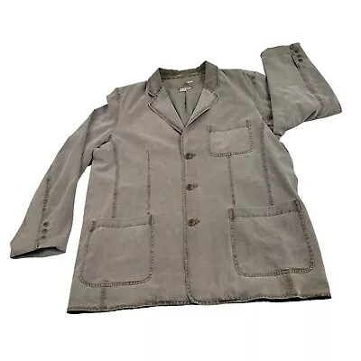 Territory Ahead Blazer Mens XL Beige Silk Cotton 3 Button Coat Jacket Safari • $37.88