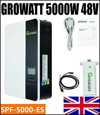 Growatt 5kW Off Grid Inverter MPPT Charger 48V 230Vac Wi-Fi Hybrid SPF5000-ES • £509.99