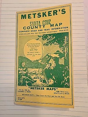 Metsker’s Map Of Santa Cruz County 1950s • $14.99