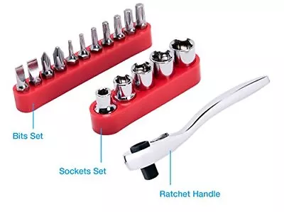 Ratchet Bit Driver With Socket Set And Bit Set. 1/4 Inch Ratchet At 48 Ft/lbs Of • $16.44