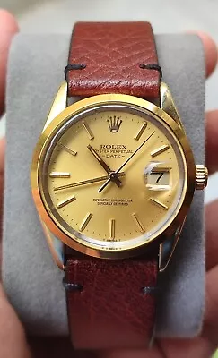 1984 Rolex #15505 Gold Shell Oyster Perpetual Date Swiss Automatic Watch 36mm • $3585