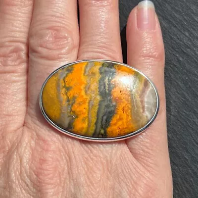 Bumble Bee Jasper 925 Sterling Silver Ring Handmade Mother's Day Jewelry MP-672 • $16.82